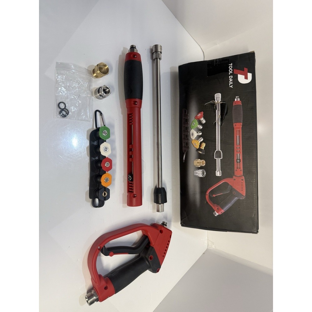 Deluxe Pressure Washer Gun, with Replacement Wand Extension, 5 Nozzle Tips, M...